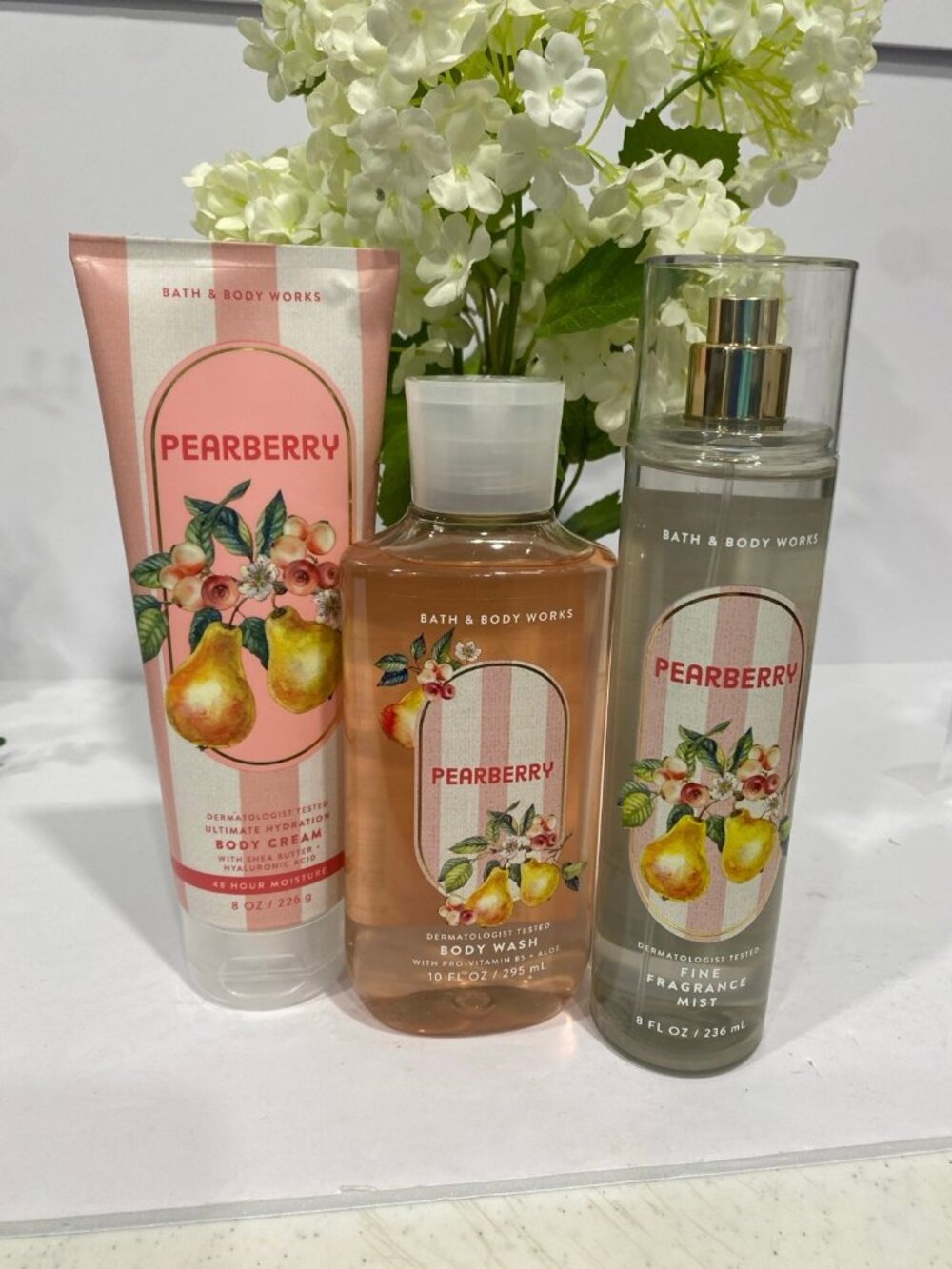 “Pearberry” Bath & Body Works NEW 3-Pc Full Size Set